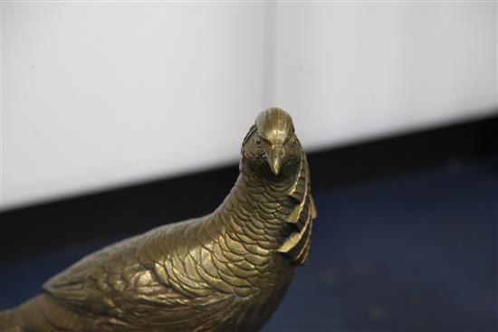 Georges Lavroff. A French Art Deco patinated bronze model of a pheasant, height 19.5in.